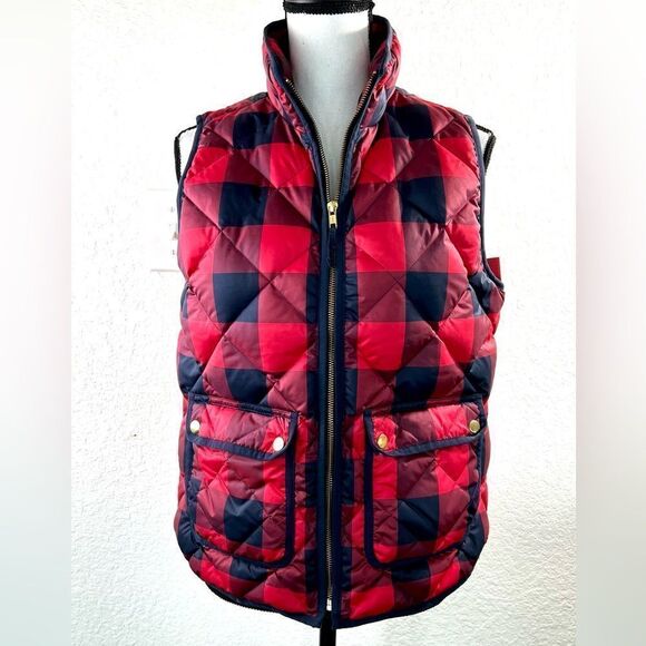 J.Crew Excursion Quilted Buffalo Red & Black Check Vest - Picture 4 of 12